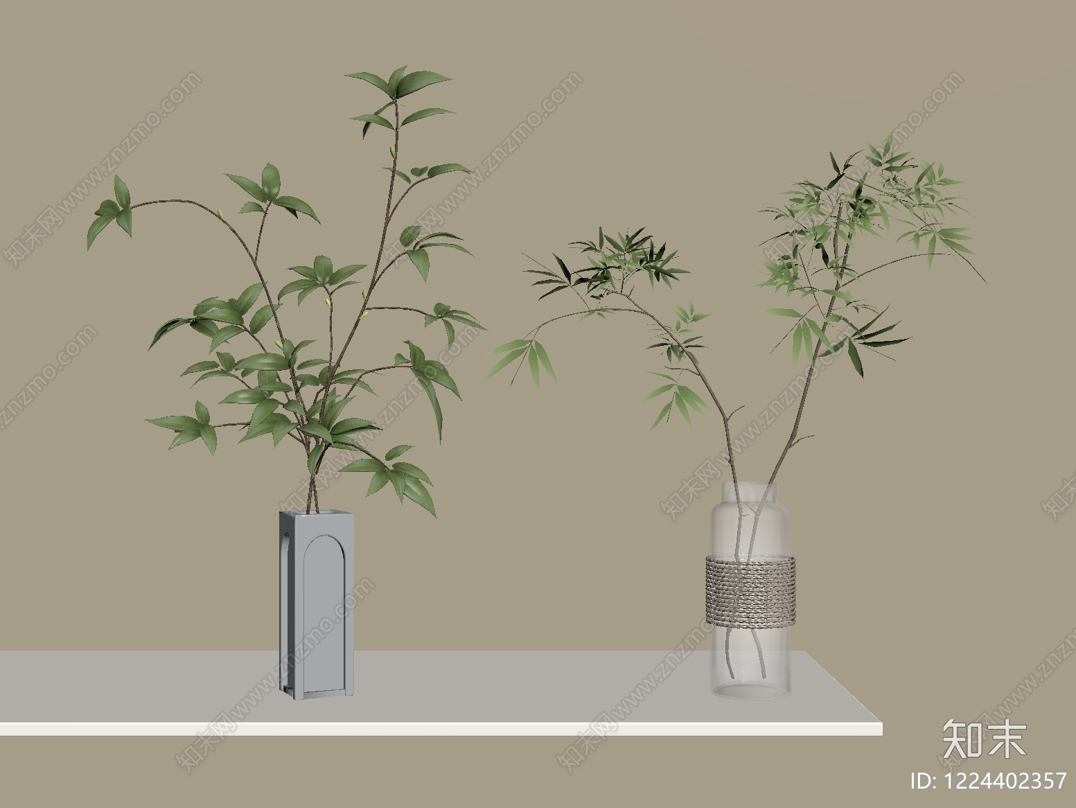 奶油风绿植摆件SU模型下载【ID:1224402357】