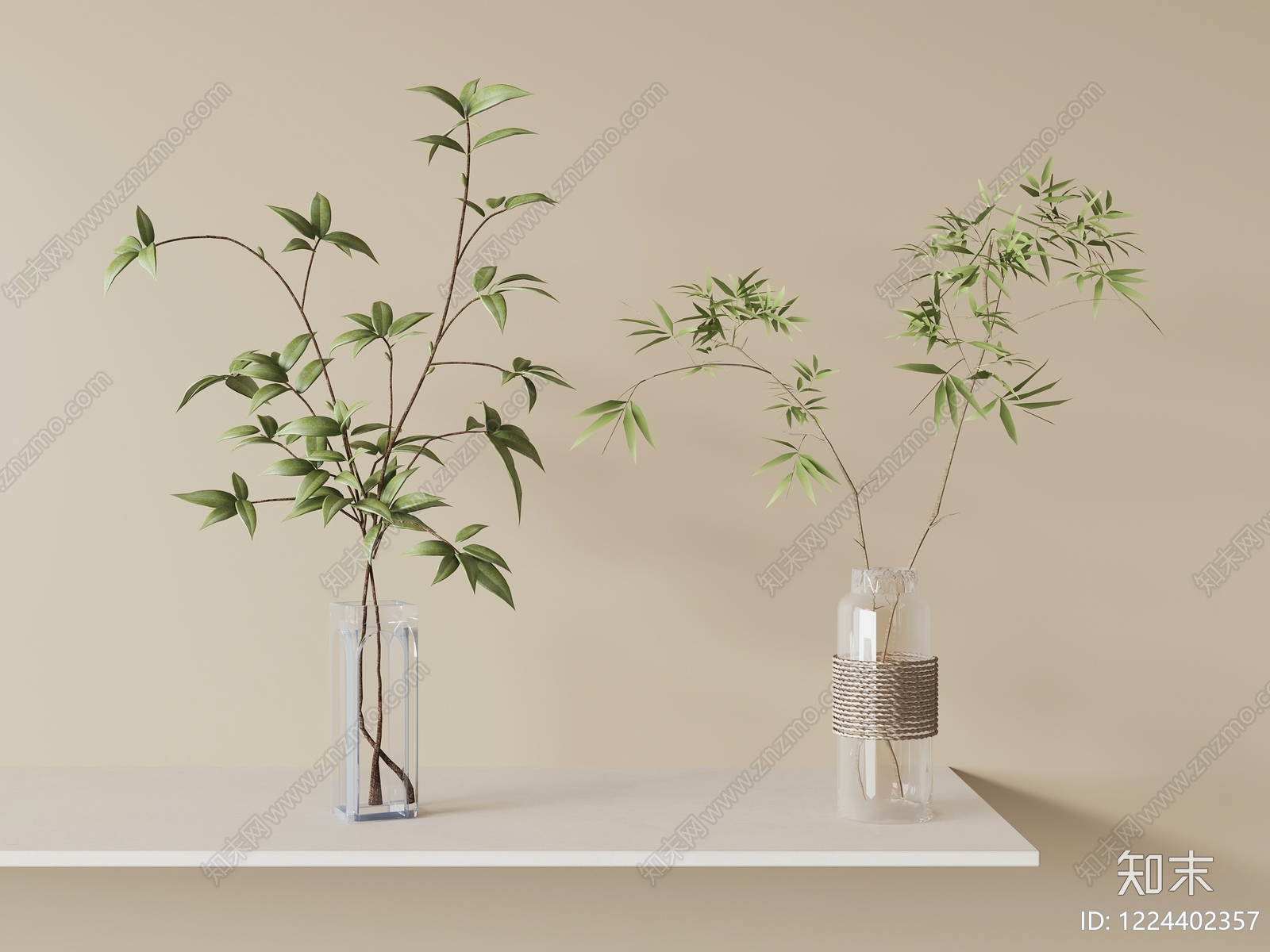 奶油风绿植摆件SU模型下载【ID:1224402357】