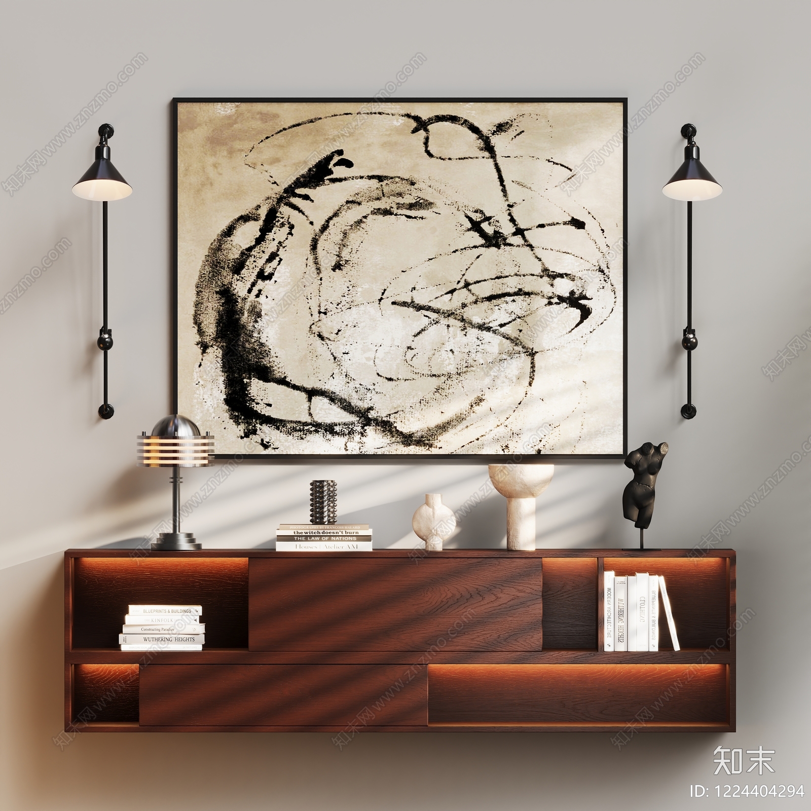 侘寂书柜3D模型下载【ID:1224404294】