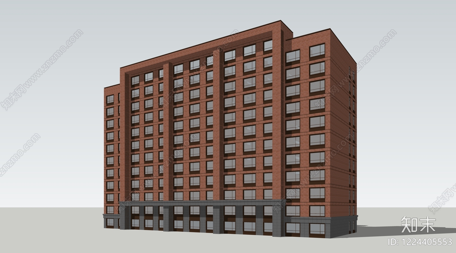 现代主义小区建筑SU模型下载【ID:1224405553】