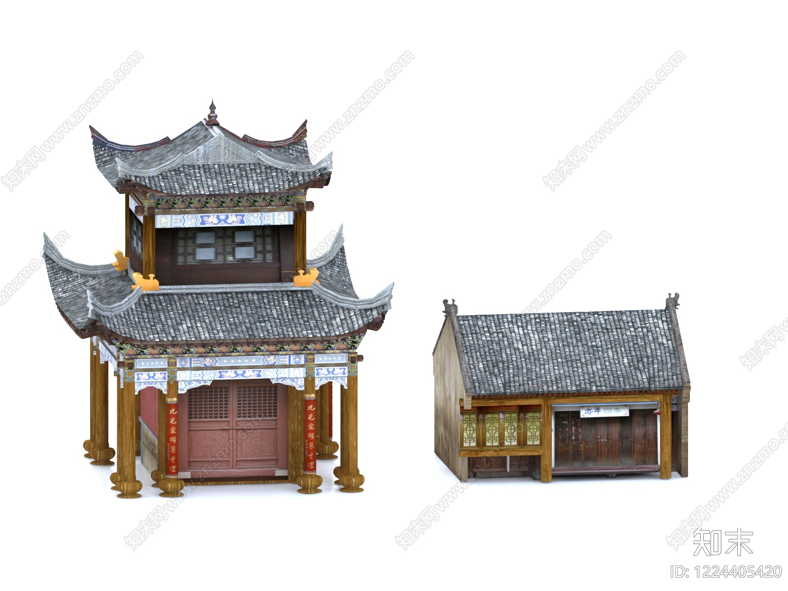 中式古建古建3D模型下载【ID:1224405420】