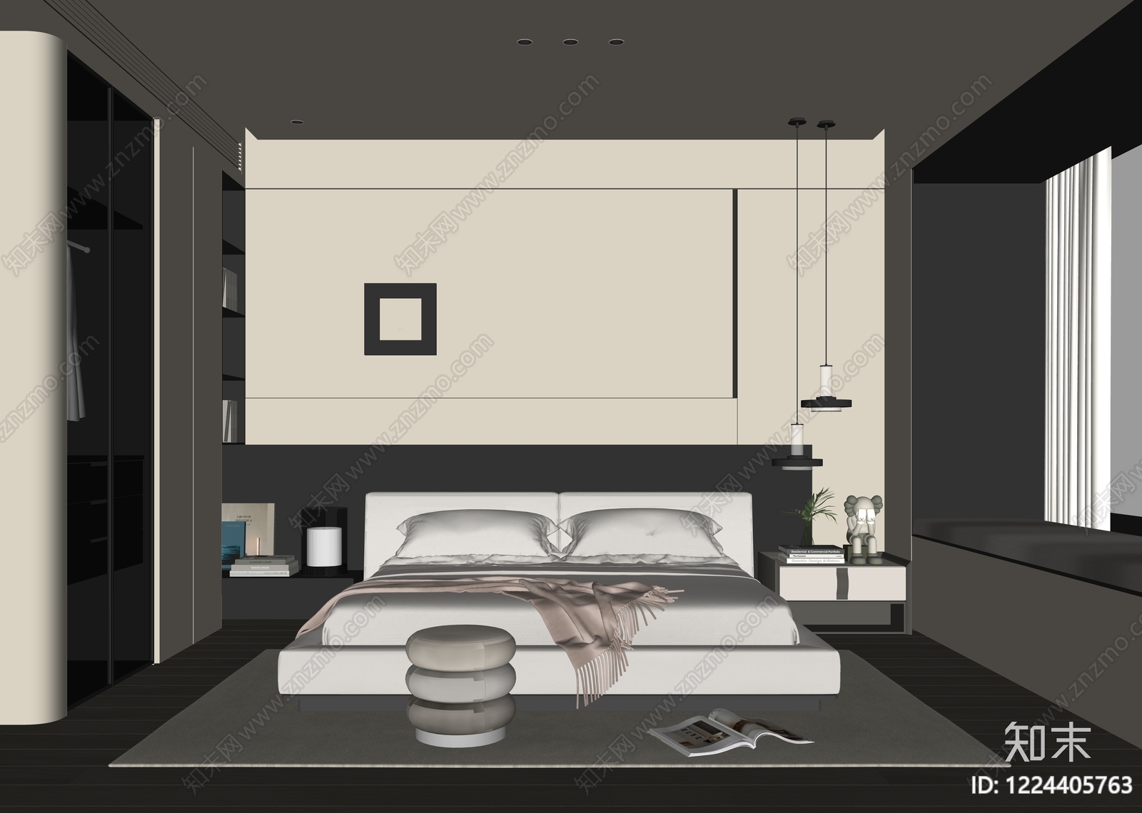 意式极简主卧SU模型下载【ID:1224405763】