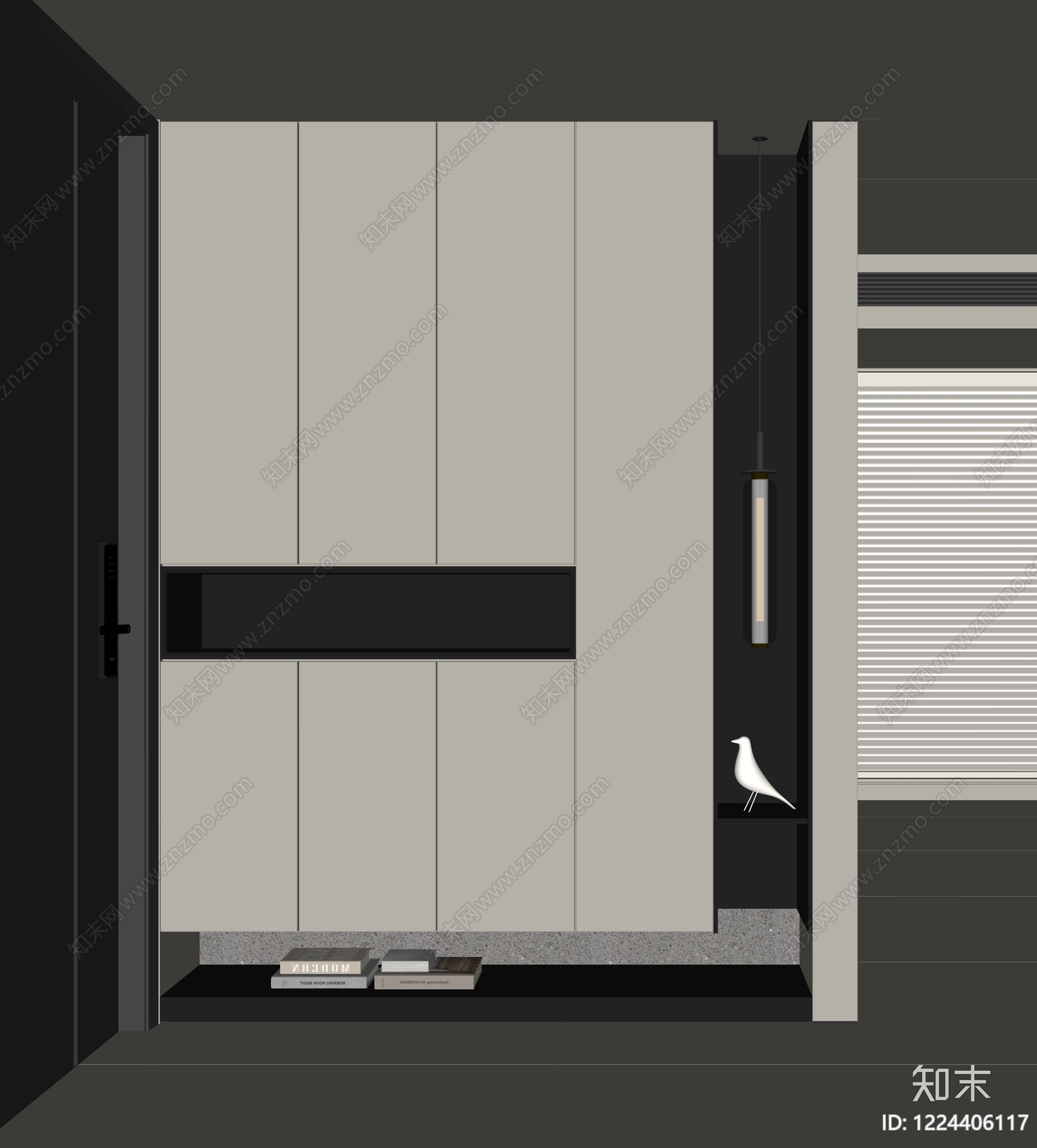 极简鞋柜SU模型下载【ID:1224406117】