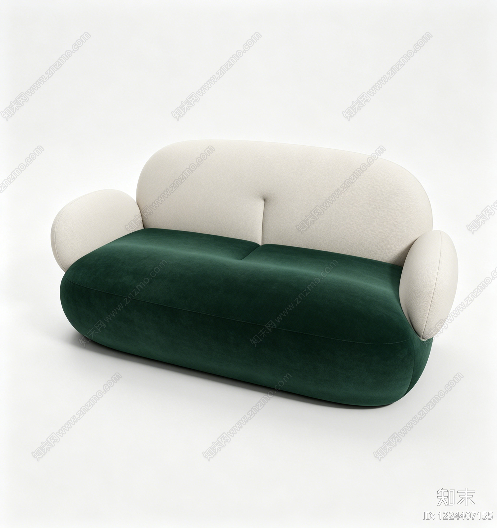 奶油风双人沙发3D模型下载【ID:1224407155】