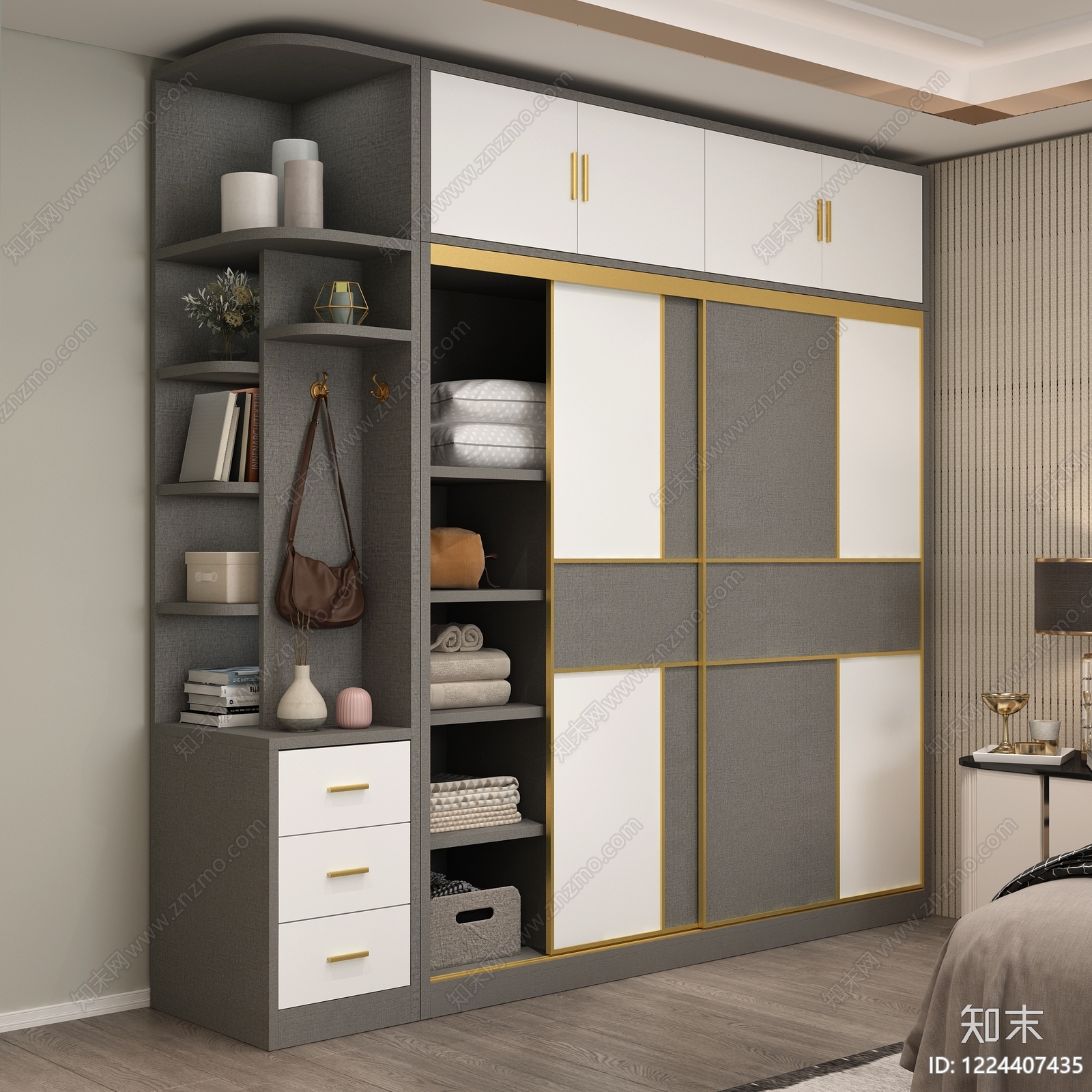 轻奢衣柜3D模型下载【ID:1224407435】