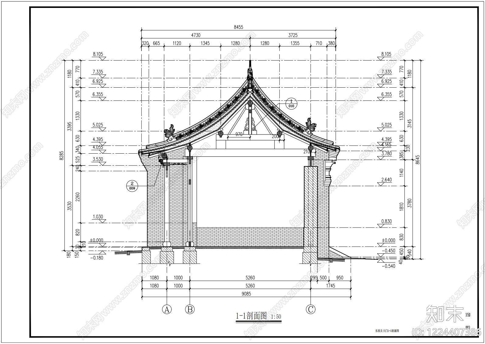 四合院cad施工图下载【ID:1224407386】