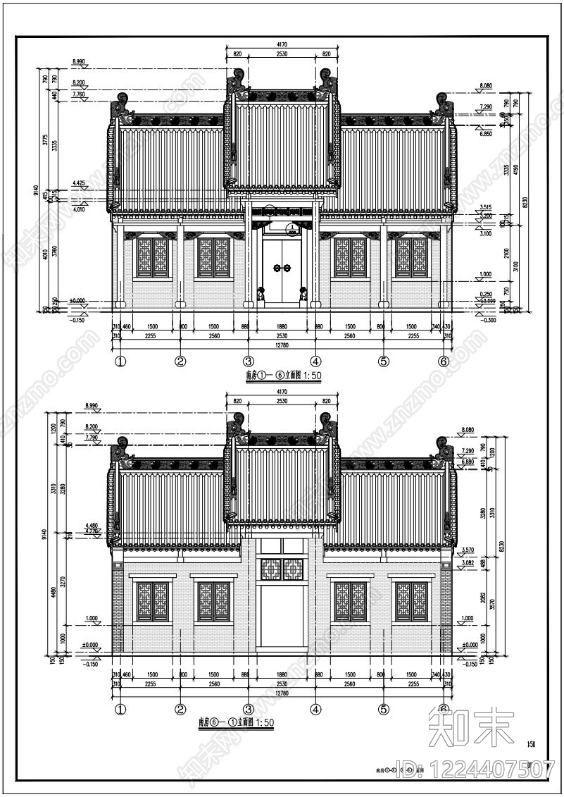 四合院cad施工图下载【ID:1224407507】
