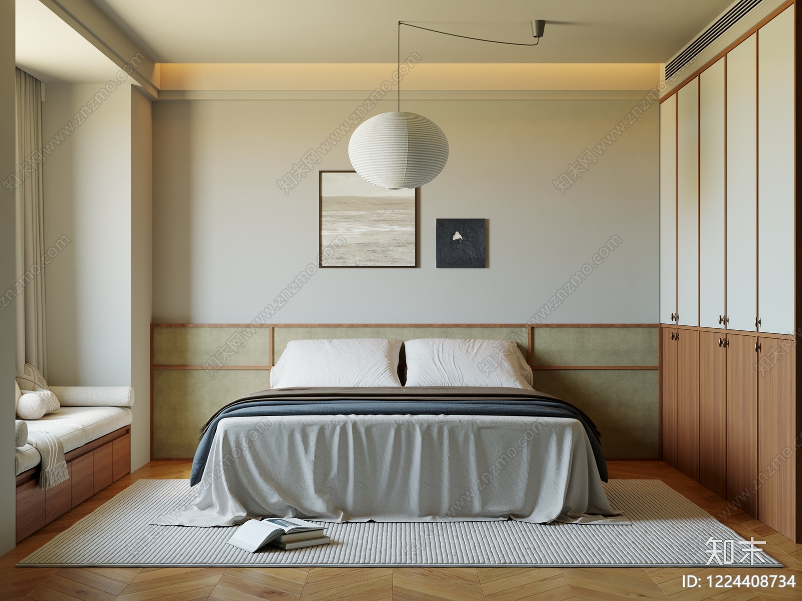 现代简约家居卧室SU模型下载【ID:1224408734】