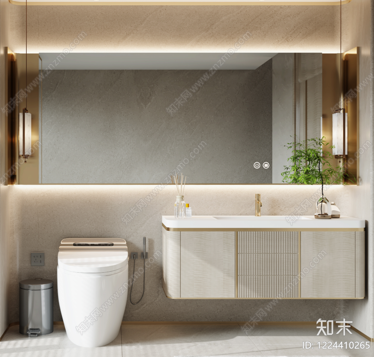 轻奢浴室柜SU模型下载【ID:1224410265】