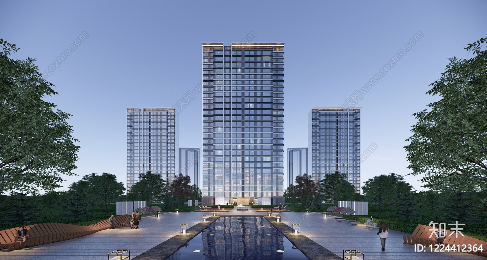 现代主义小区建筑SU模型下载【ID:1224412364】