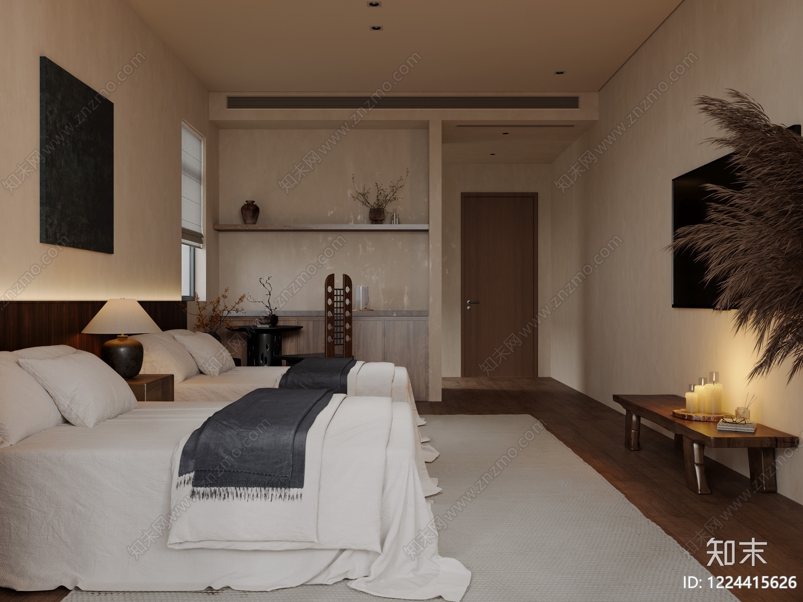 侘寂民宿客房3D模型下载【ID:1224415626】