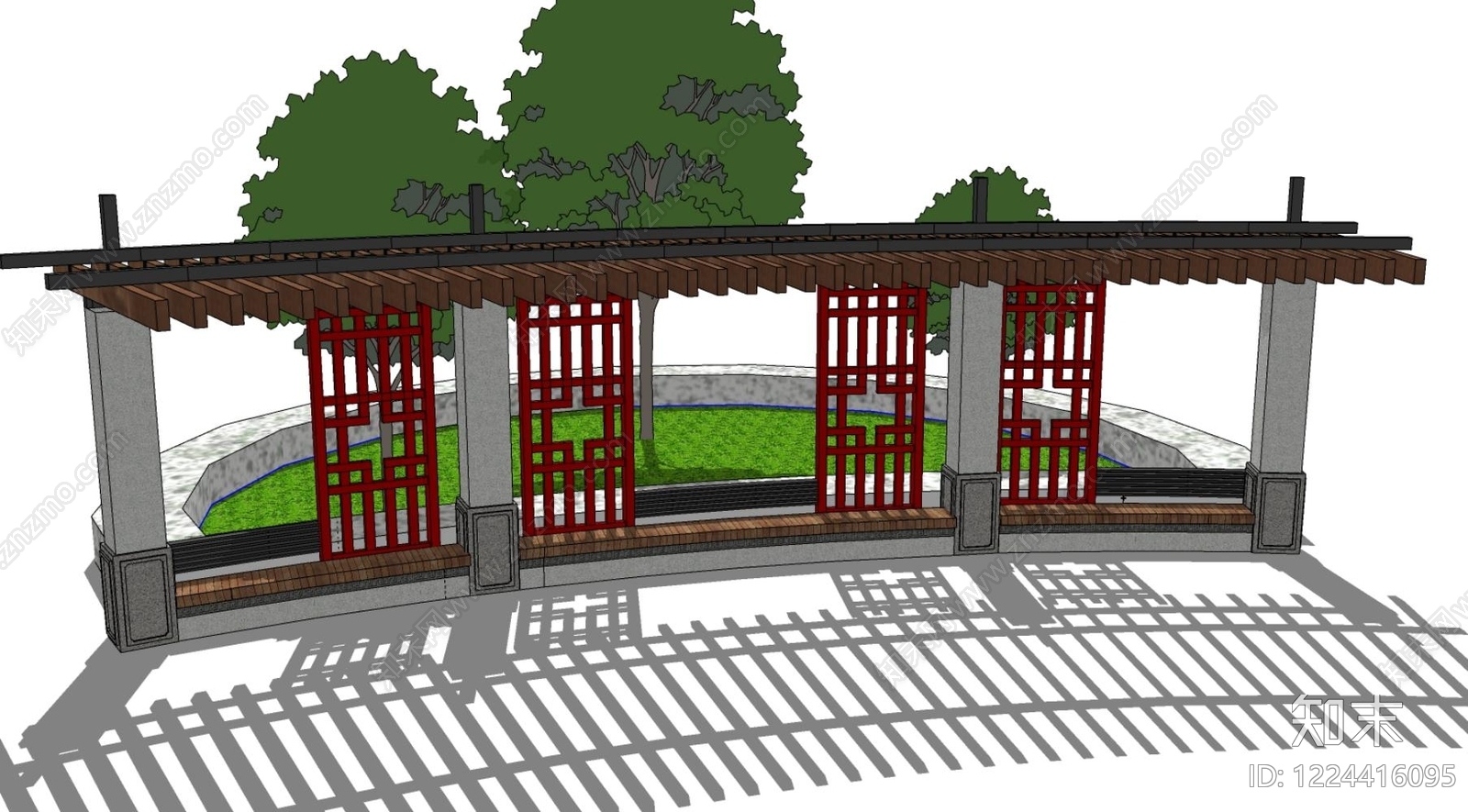 新中式景观景观座椅SU模型下载【ID:1224416095】