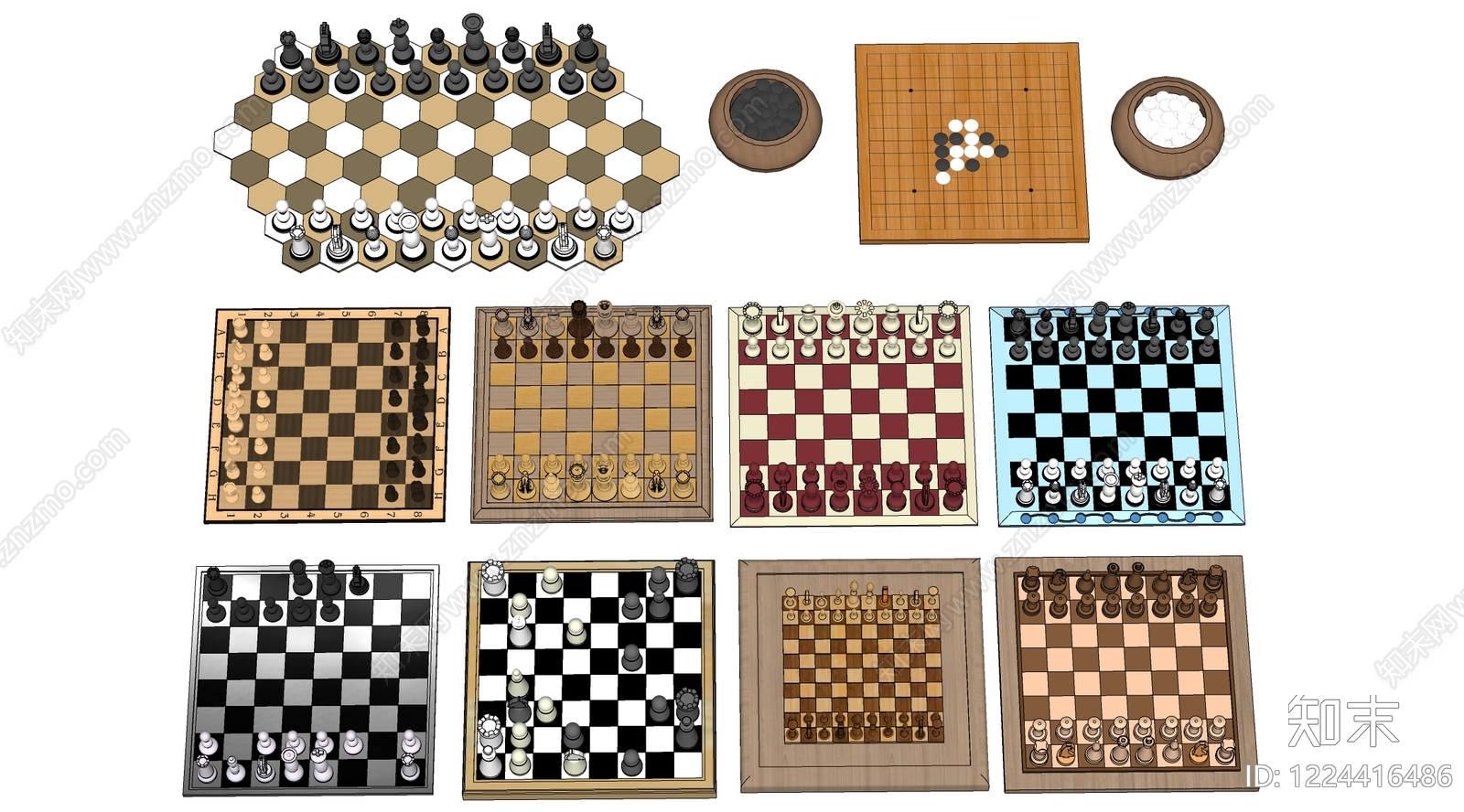 极简棋牌室SU模型下载【ID:1224416486】