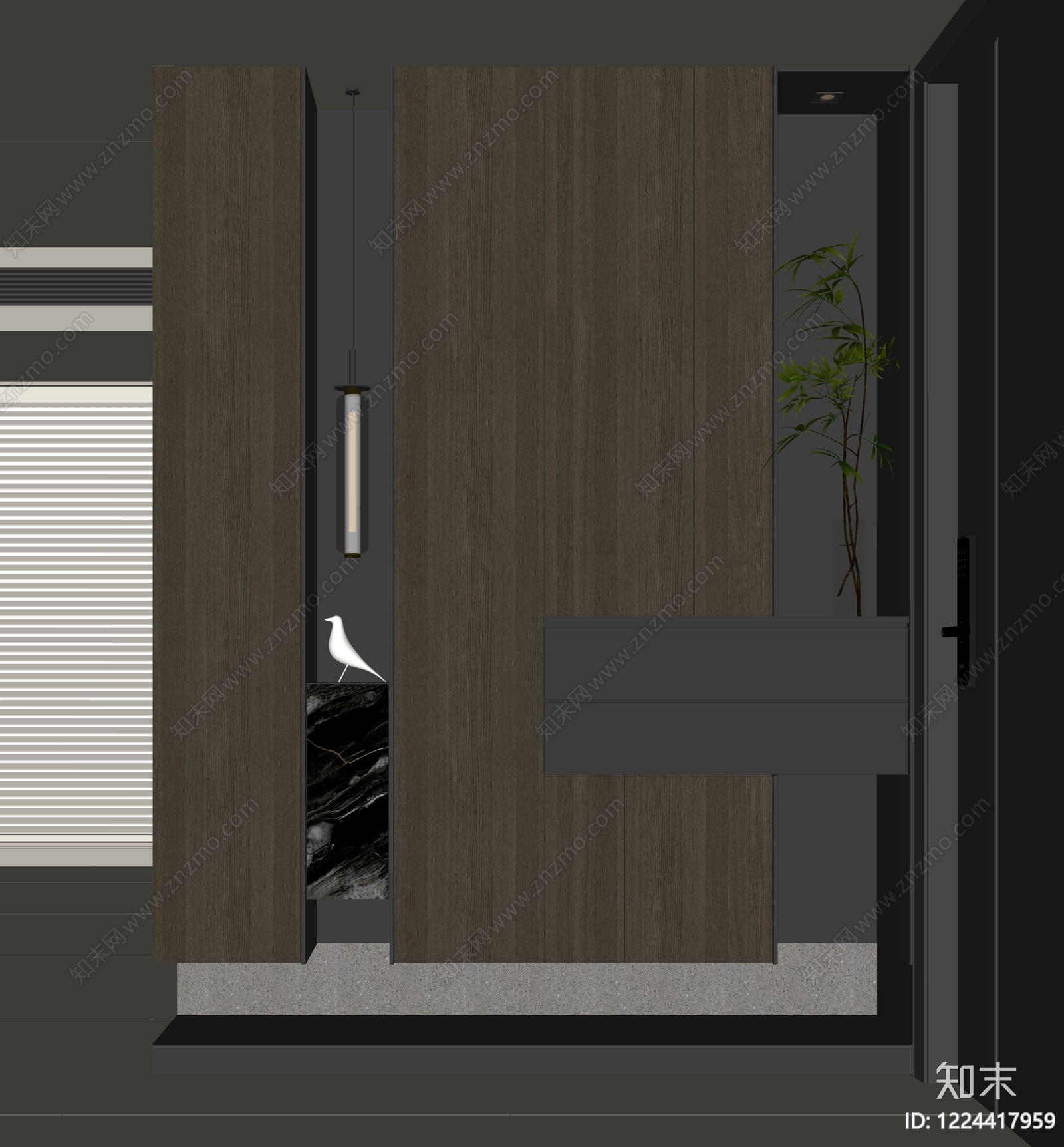 意式极简玄关柜SU模型下载【ID:1224417959】