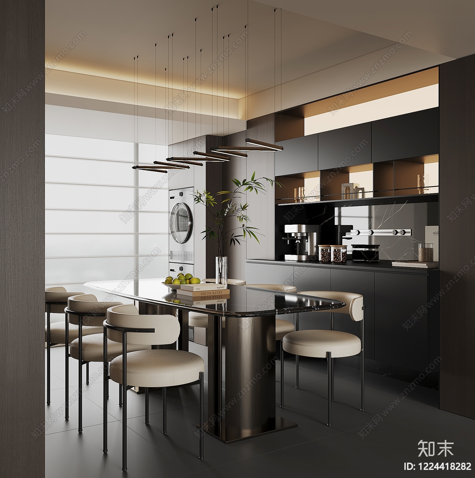 意式极简家居餐厅SU模型下载【ID:1224418282】