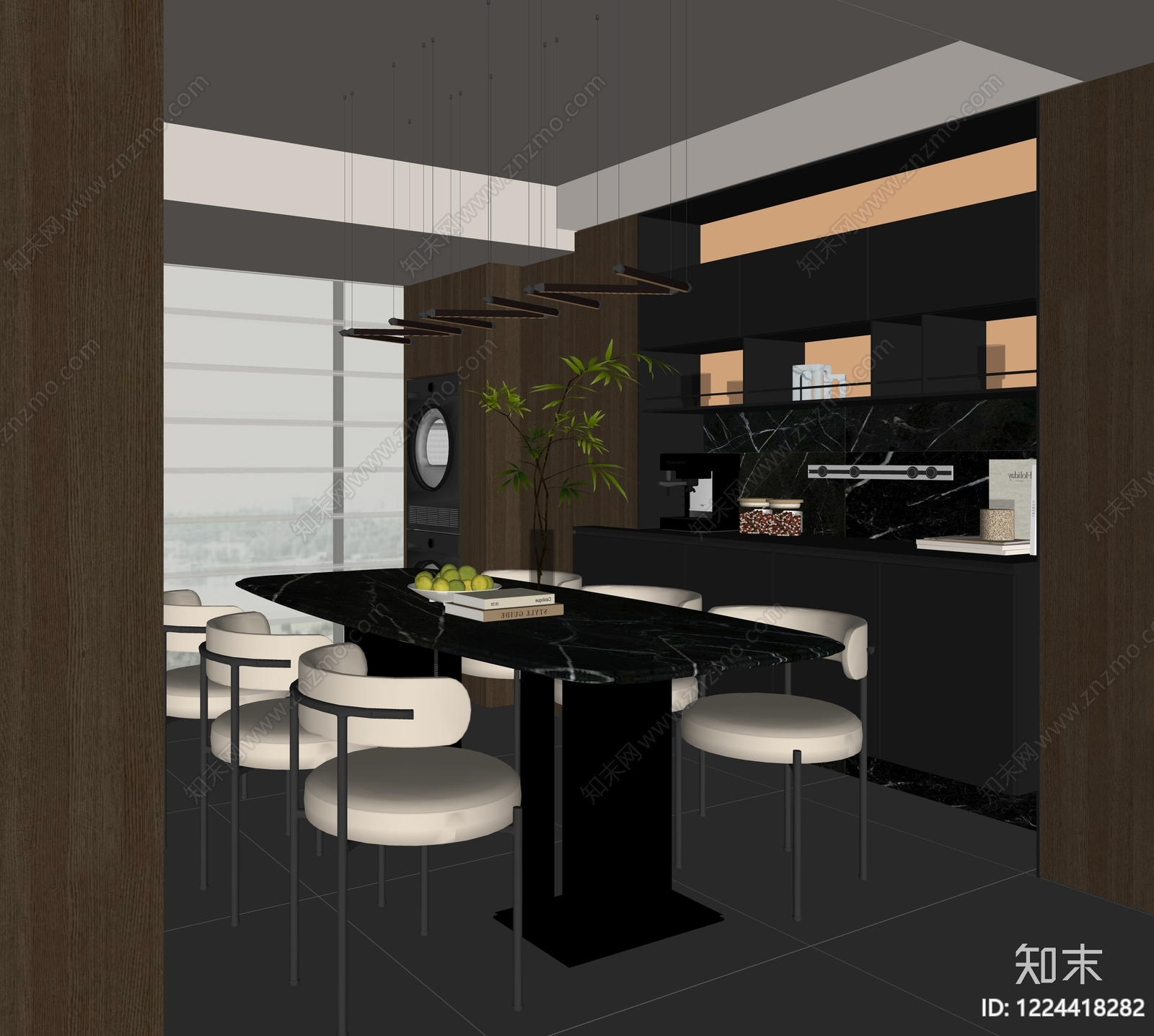 意式极简家居餐厅SU模型下载【ID:1224418282】