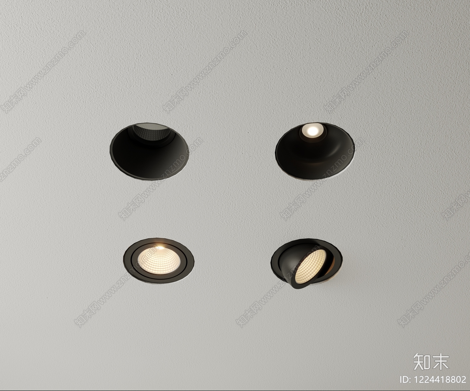 极简筒灯射灯组合3D模型下载【ID:1224418802】