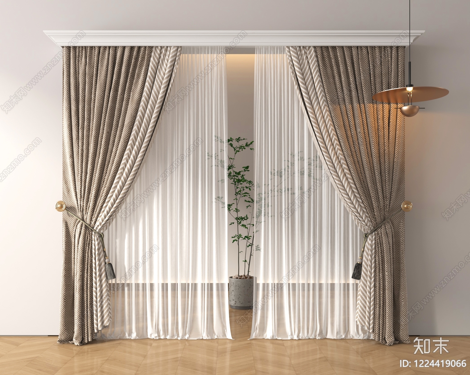 轻奢窗帘SU模型下载【ID:1224419066】