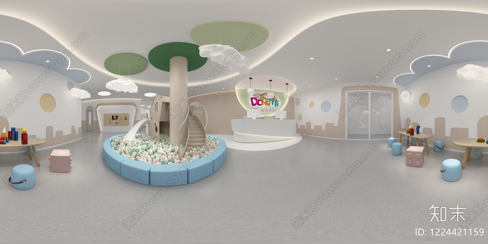 奶油风幼儿园3D模型下载【ID:1224421159】