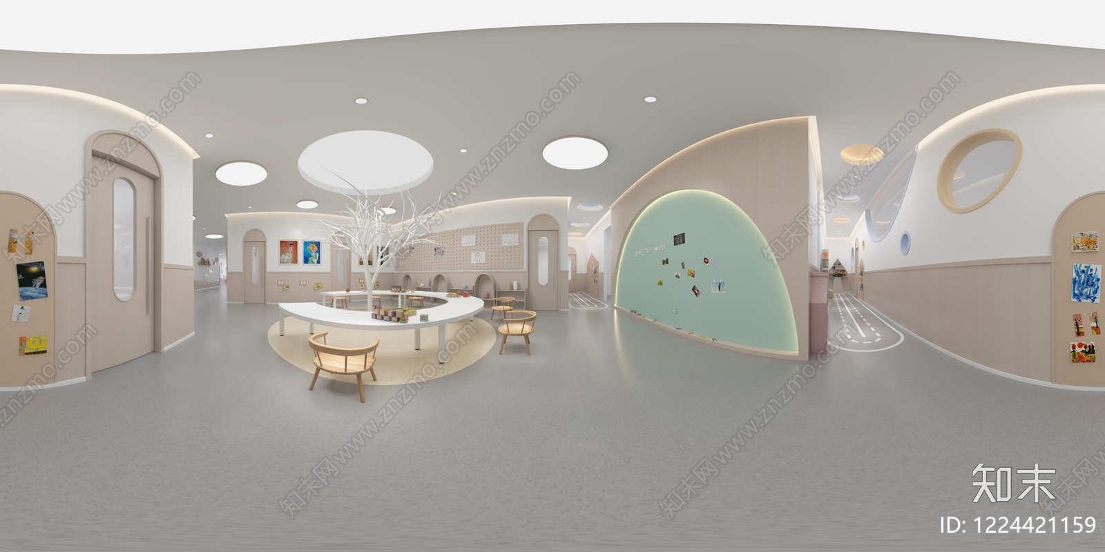 奶油风幼儿园3D模型下载【ID:1224421159】