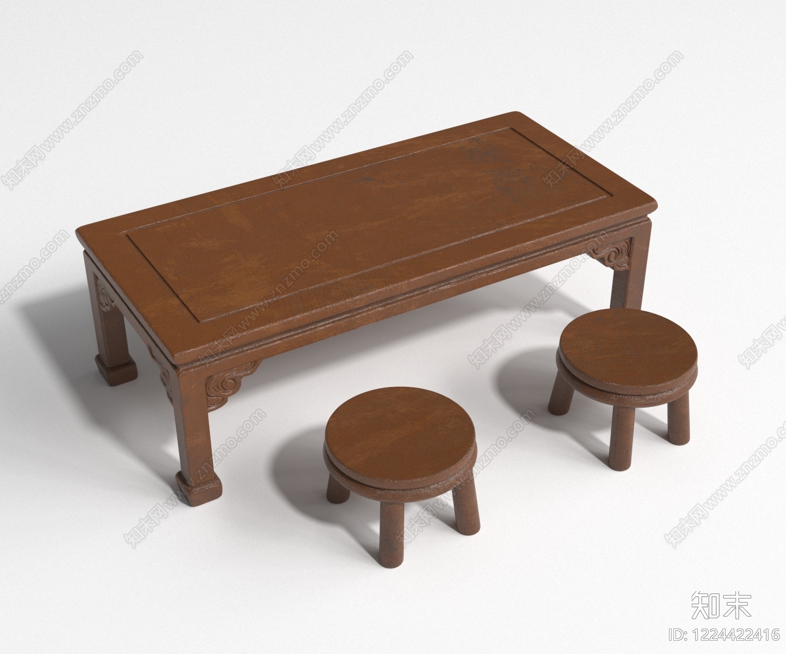 中式茶桌椅3D模型下载【ID:1224422416】