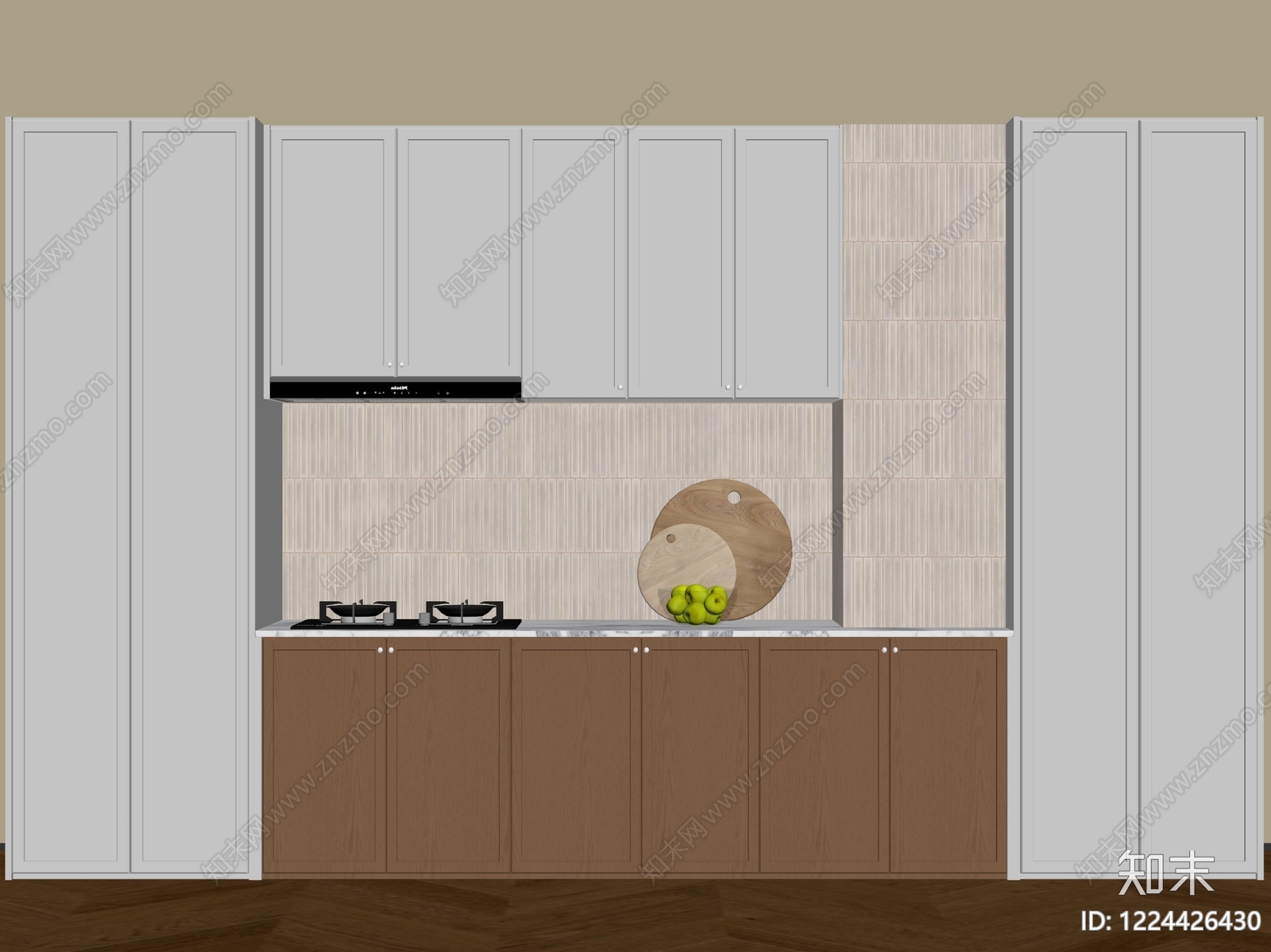 奶油风橱柜3D模型下载【ID:1224426430】