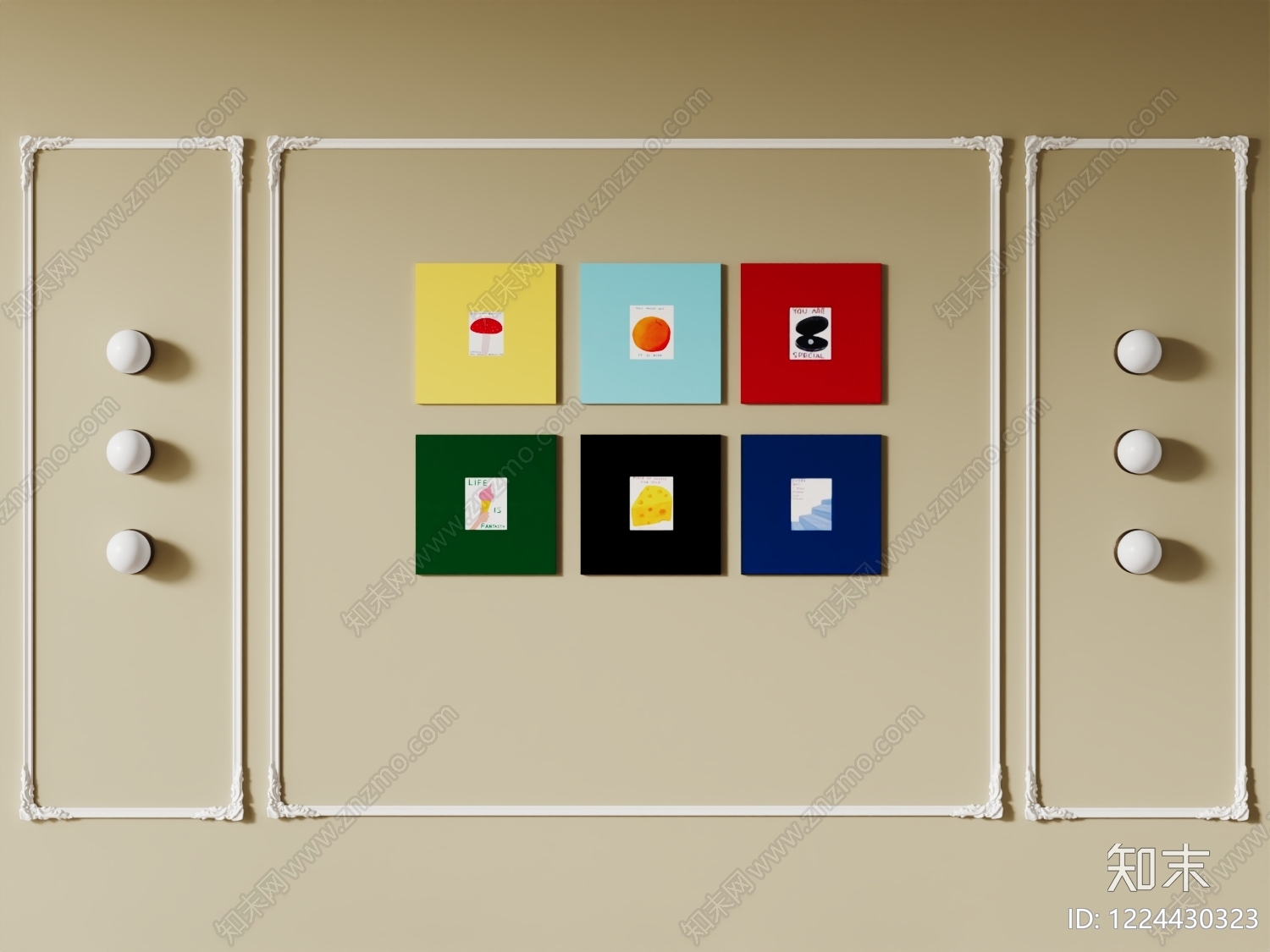 法式沙发背景墙3D模型下载【ID:1224430323】