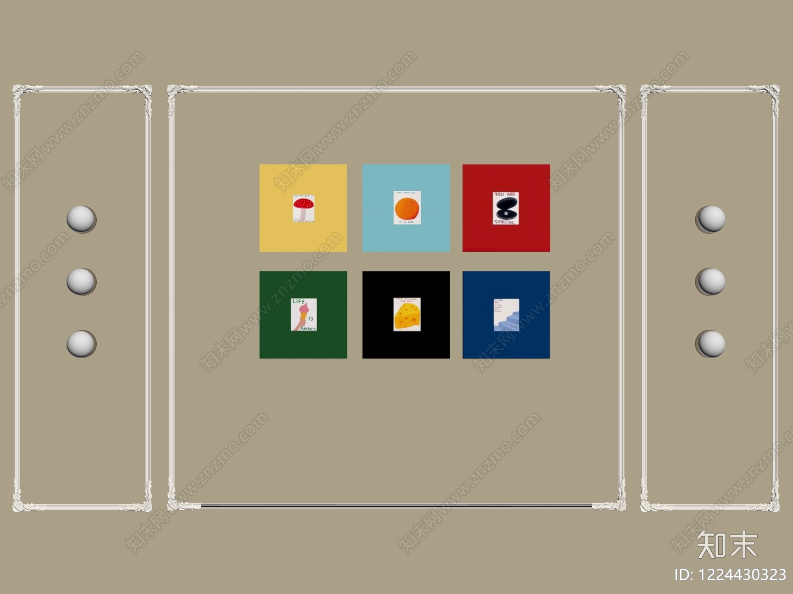 法式沙发背景墙3D模型下载【ID:1224430323】