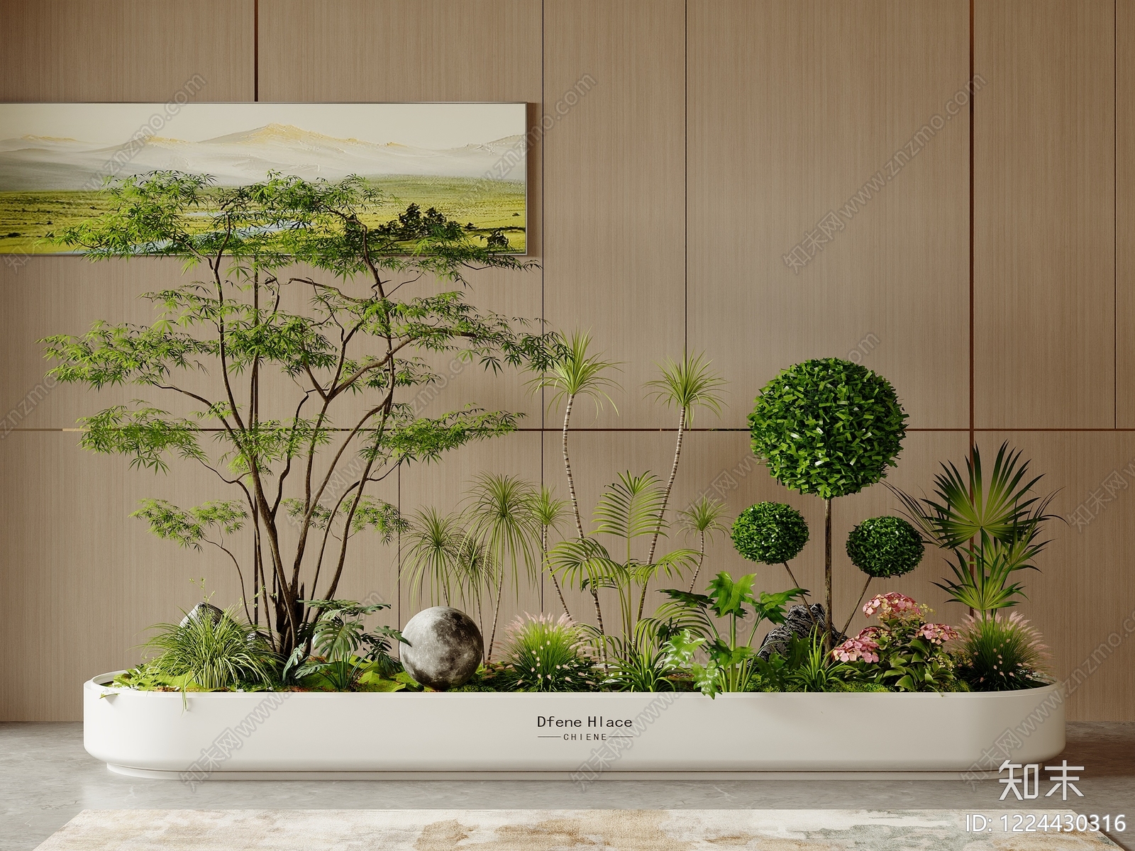 现代简约植物堆3D模型下载【ID:1224430316】