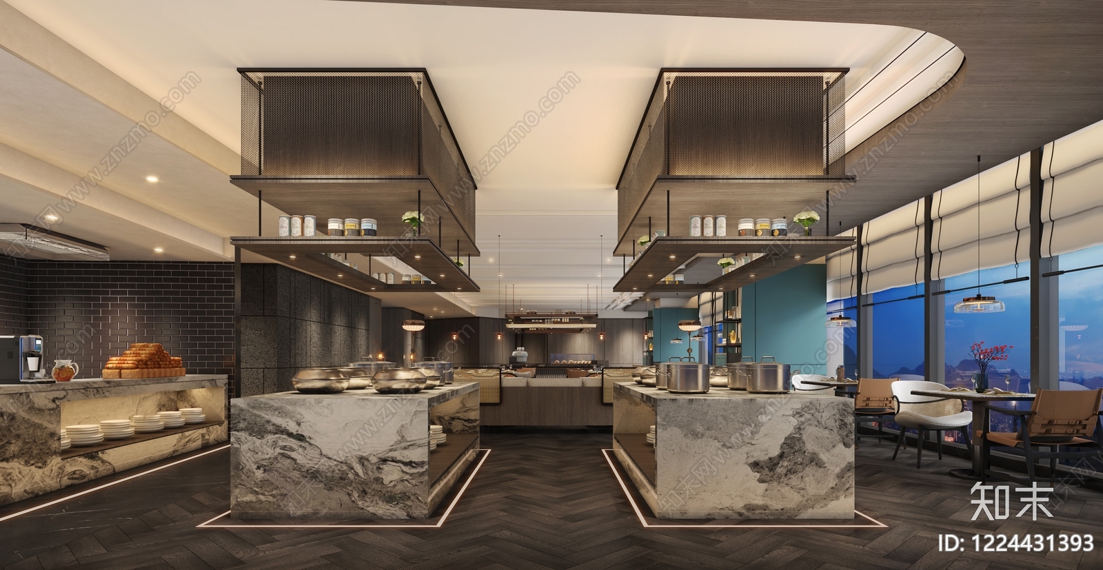 轻奢酒店餐厅3D模型下载【ID:1224431393】