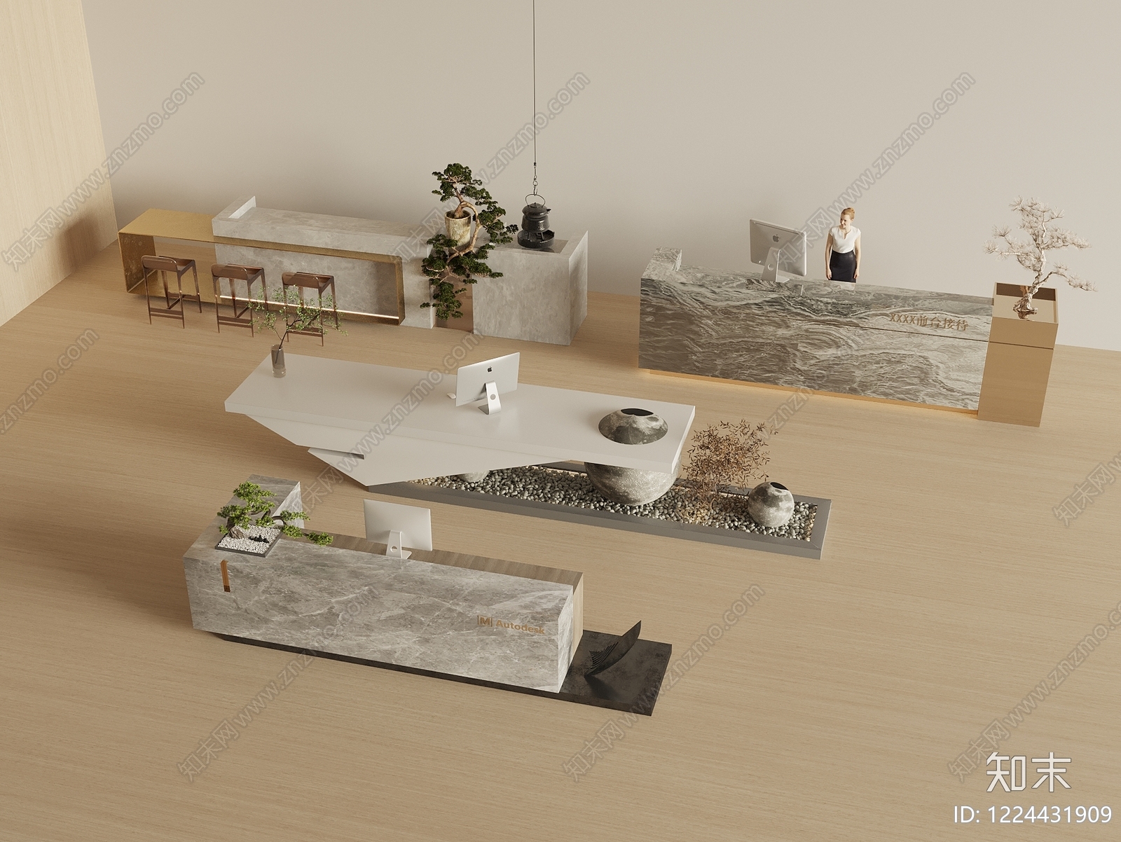 轻奢前台SU模型下载【ID:1224431909】