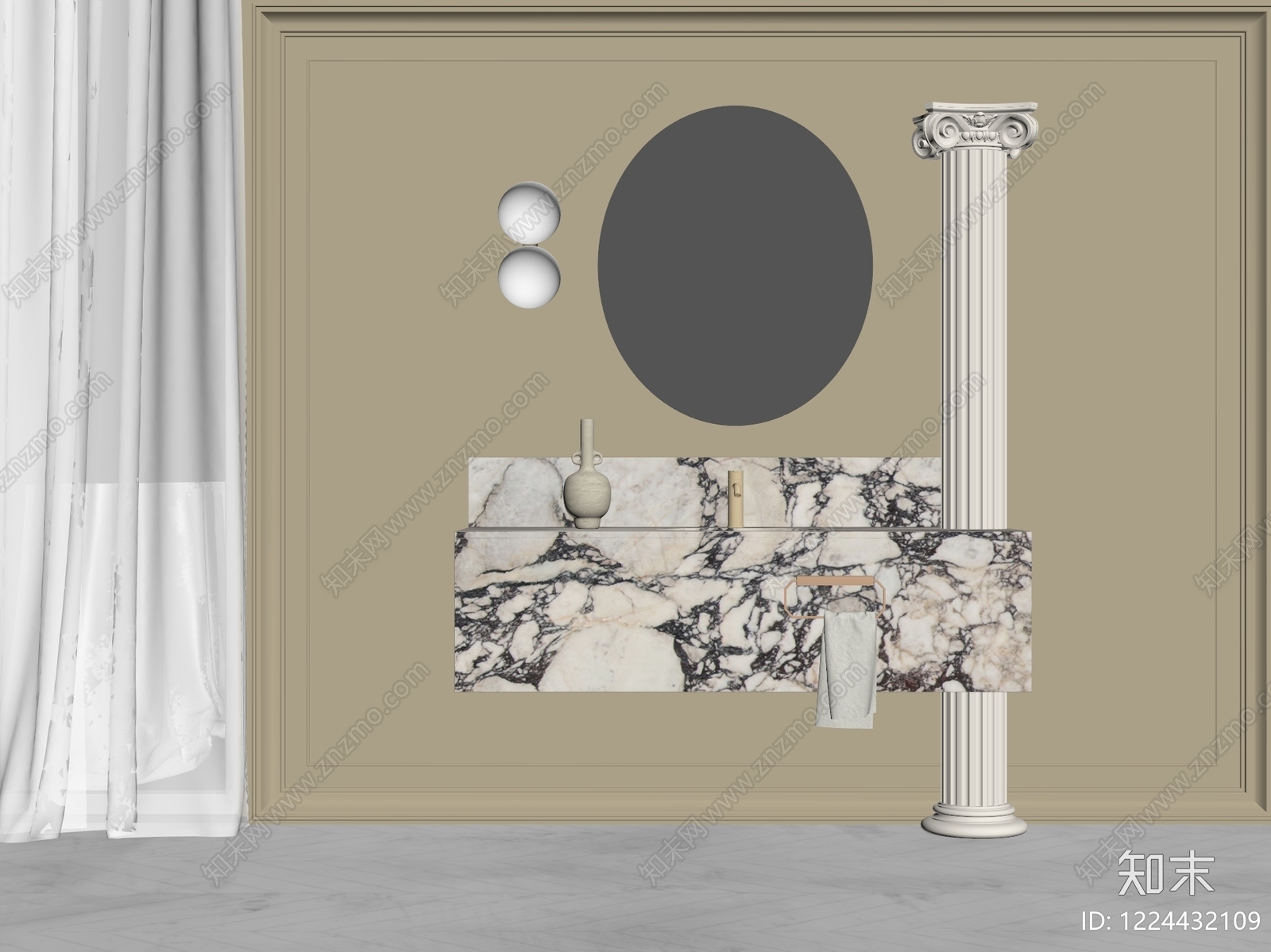 法式卫生间3D模型下载【ID:1224432109】