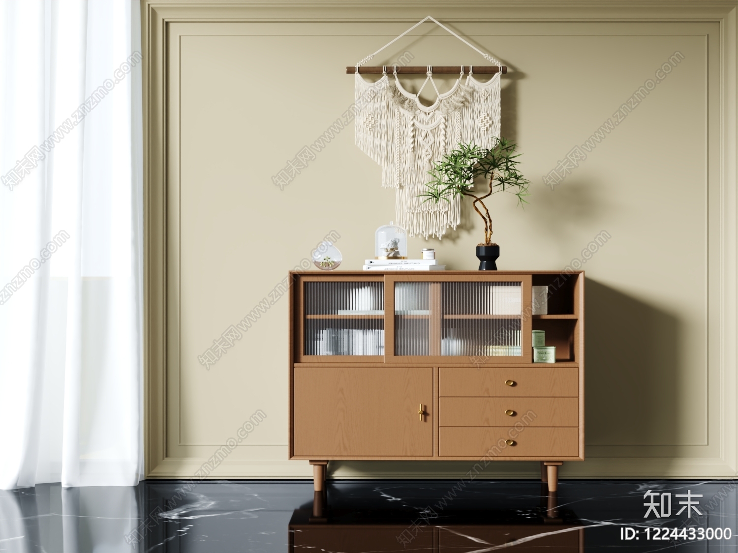 中古风餐边柜3D模型下载【ID:1224433000】