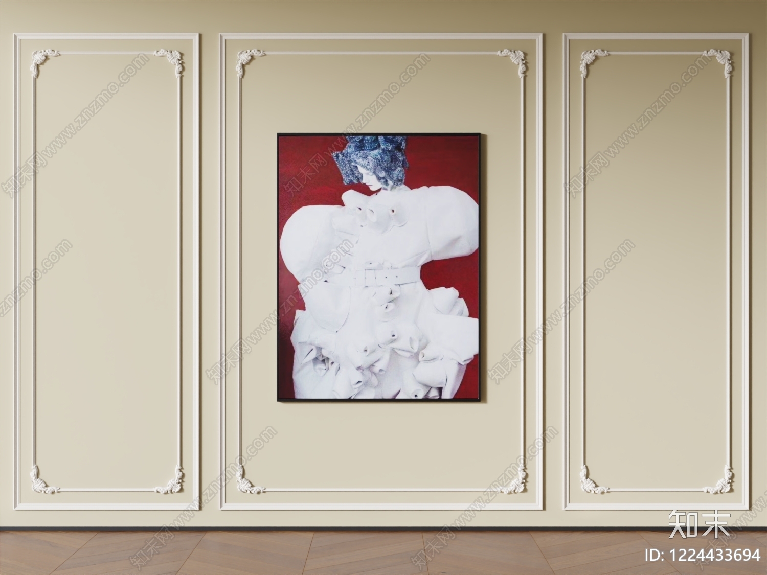 法式沙发背景墙3D模型下载【ID:1224433694】