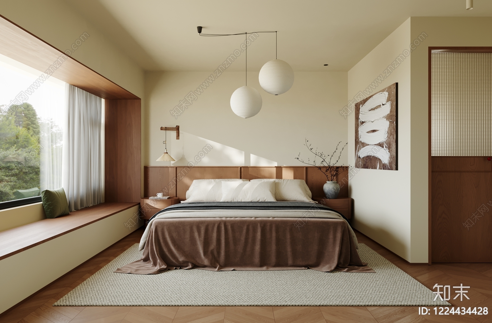 日式主卧SU模型下载【ID:1224434428】