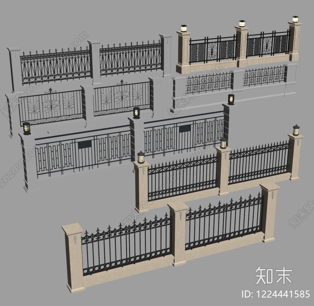 欧式围栏护栏SU模型下载【ID:1224441585】