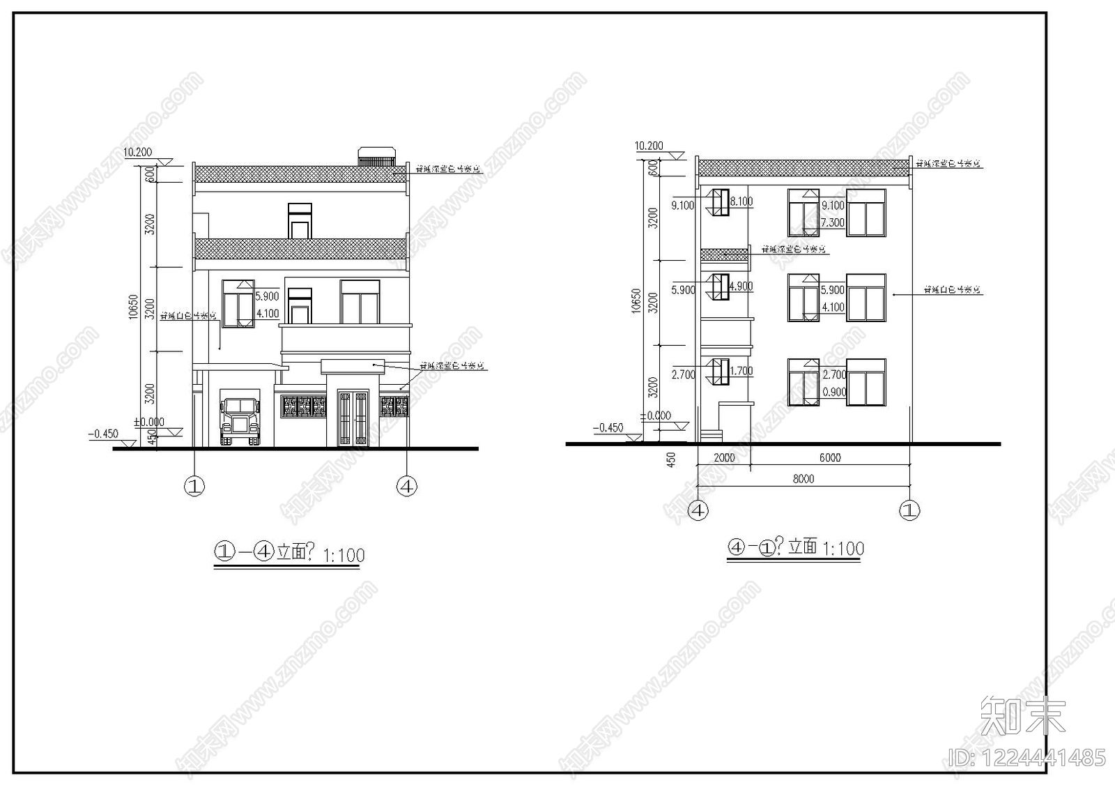 别墅建筑cad施工图下载【ID:1224441485】