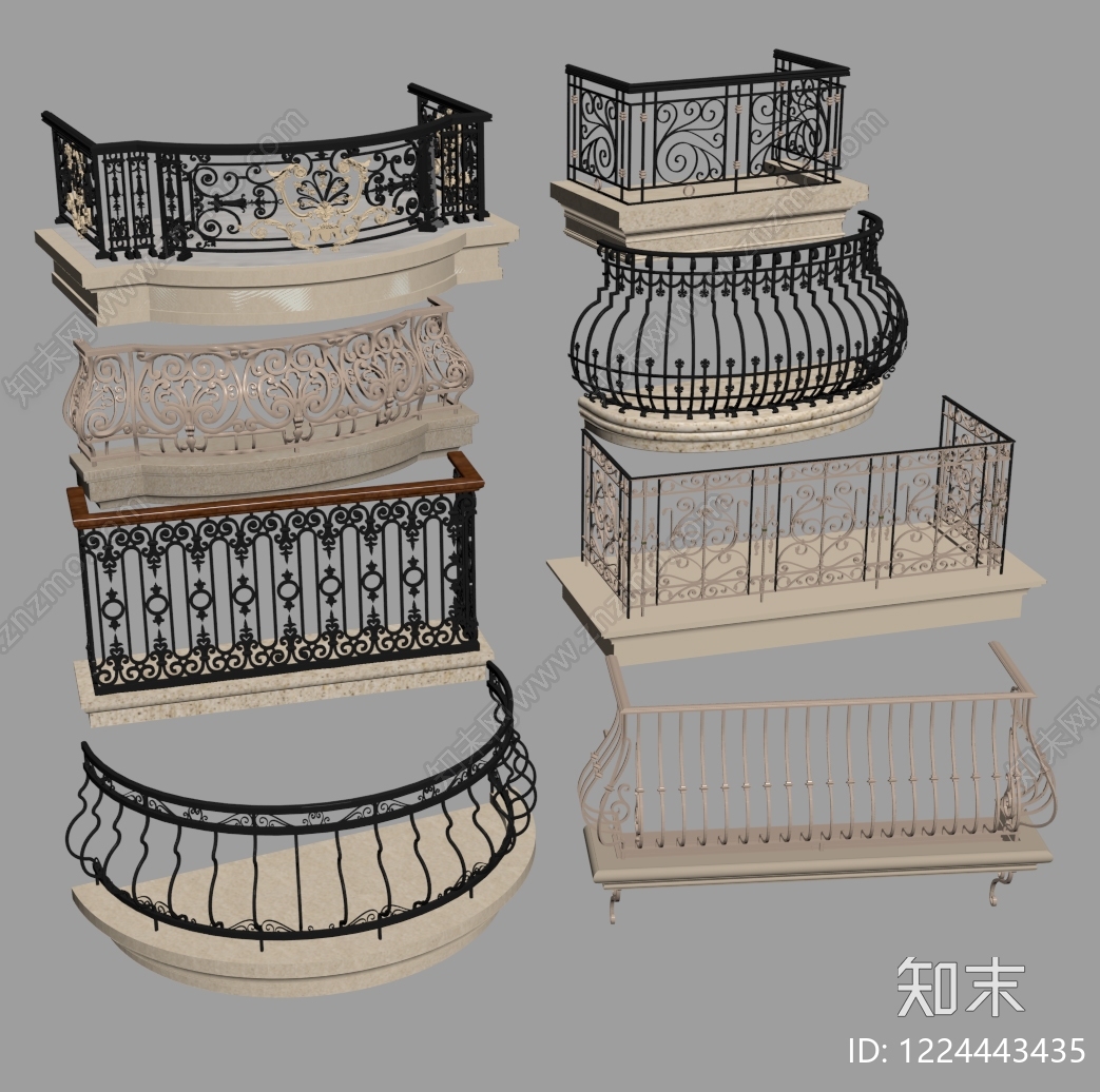 欧式围栏护栏SU模型下载【ID:1224443435】