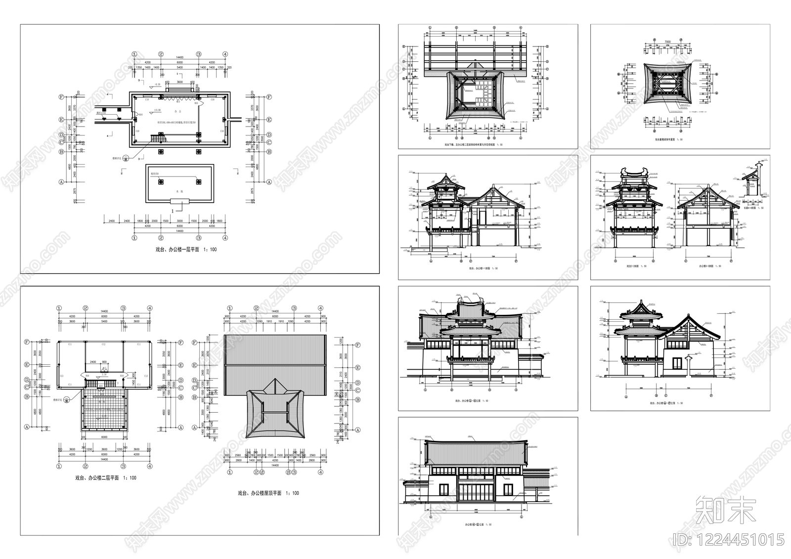 仿古建筑cad施工图下载【ID:1224451015】