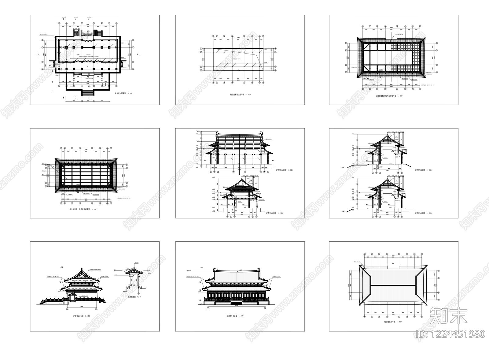 仿古建筑cad施工图下载【ID:1224451980】