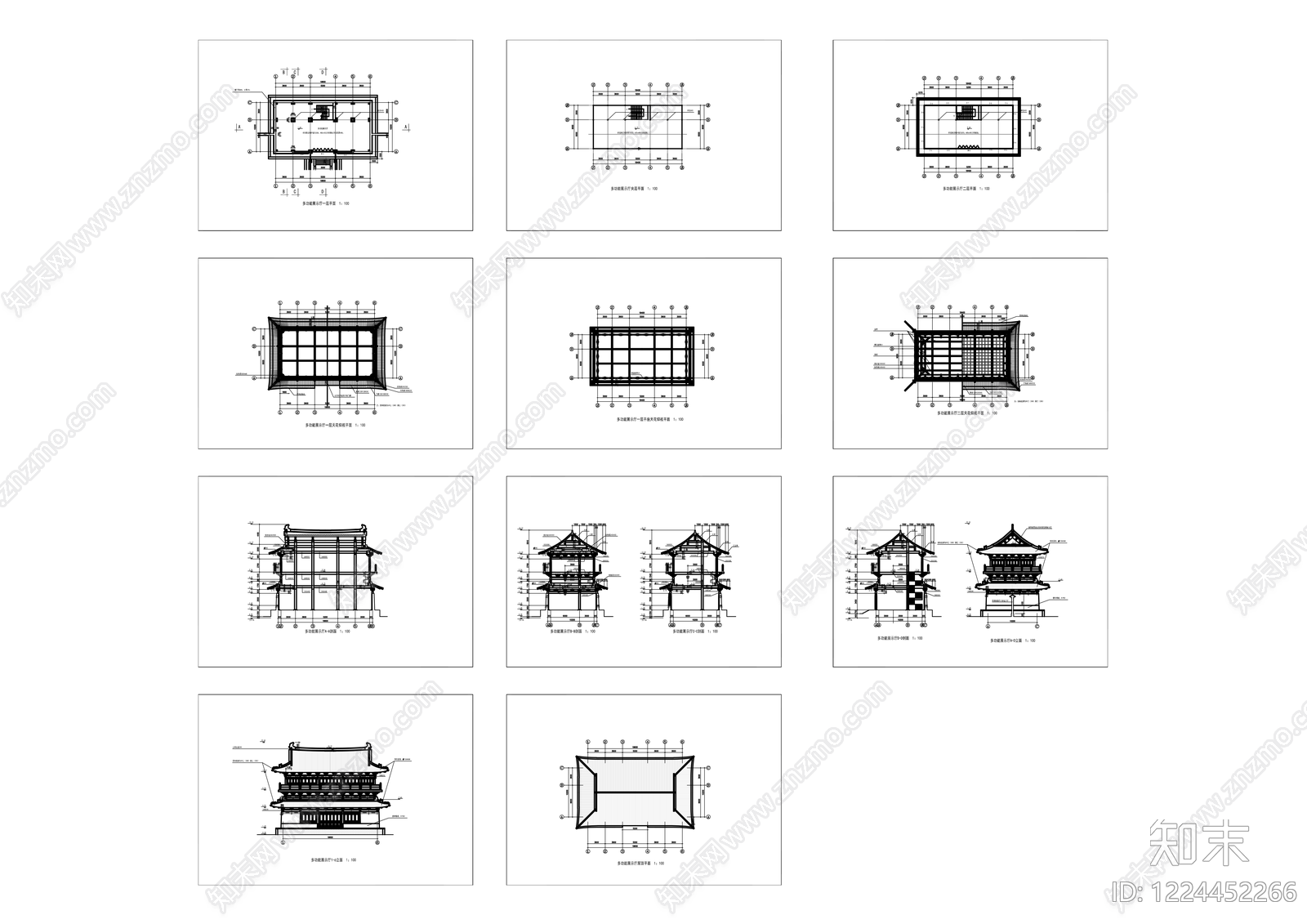 仿古建筑cad施工图下载【ID:1224452266】