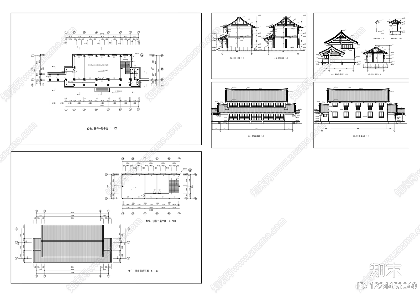 仿古建筑cad施工图下载【ID:1224453040】