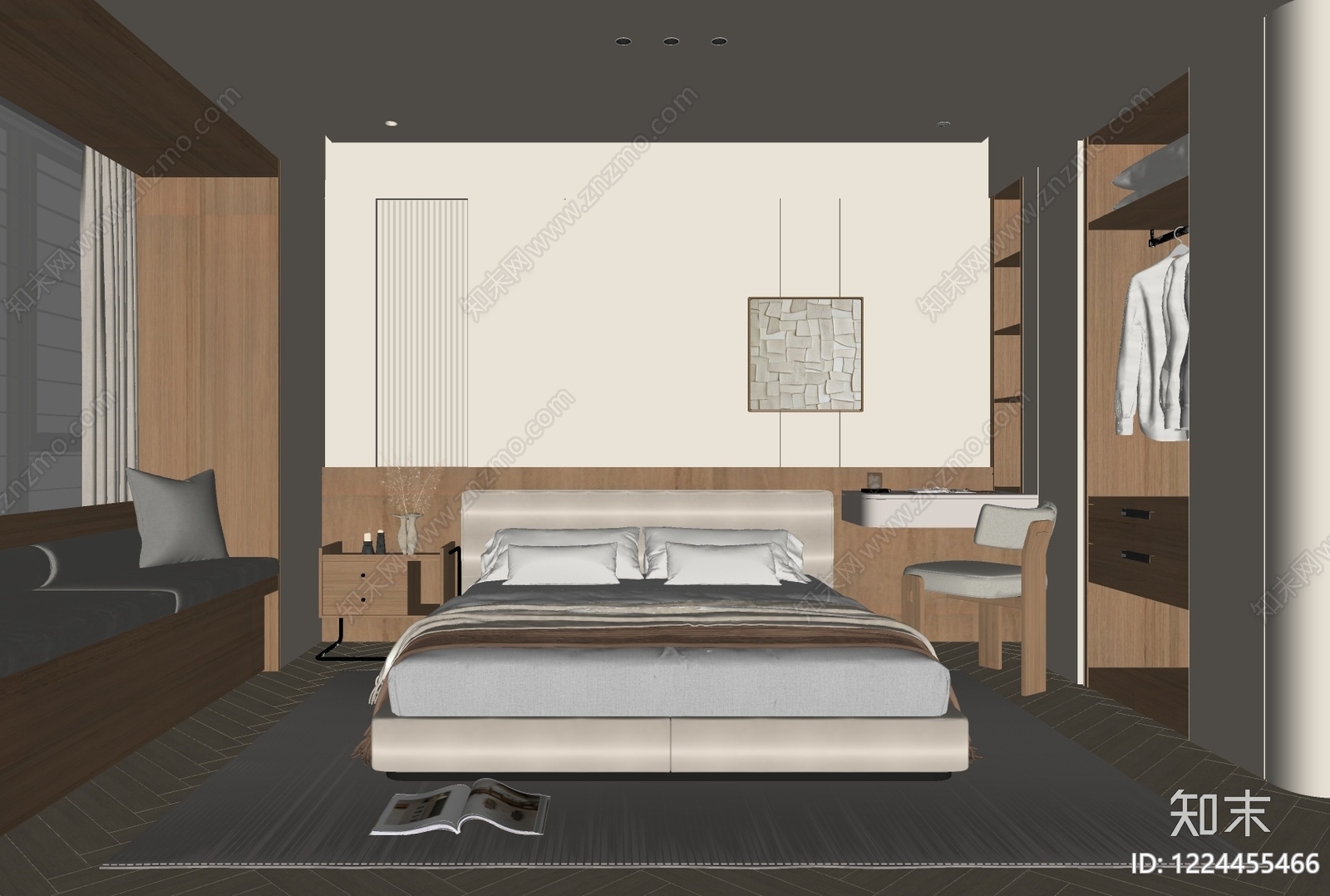 原木风家居卧室SU模型下载【ID:1224455466】