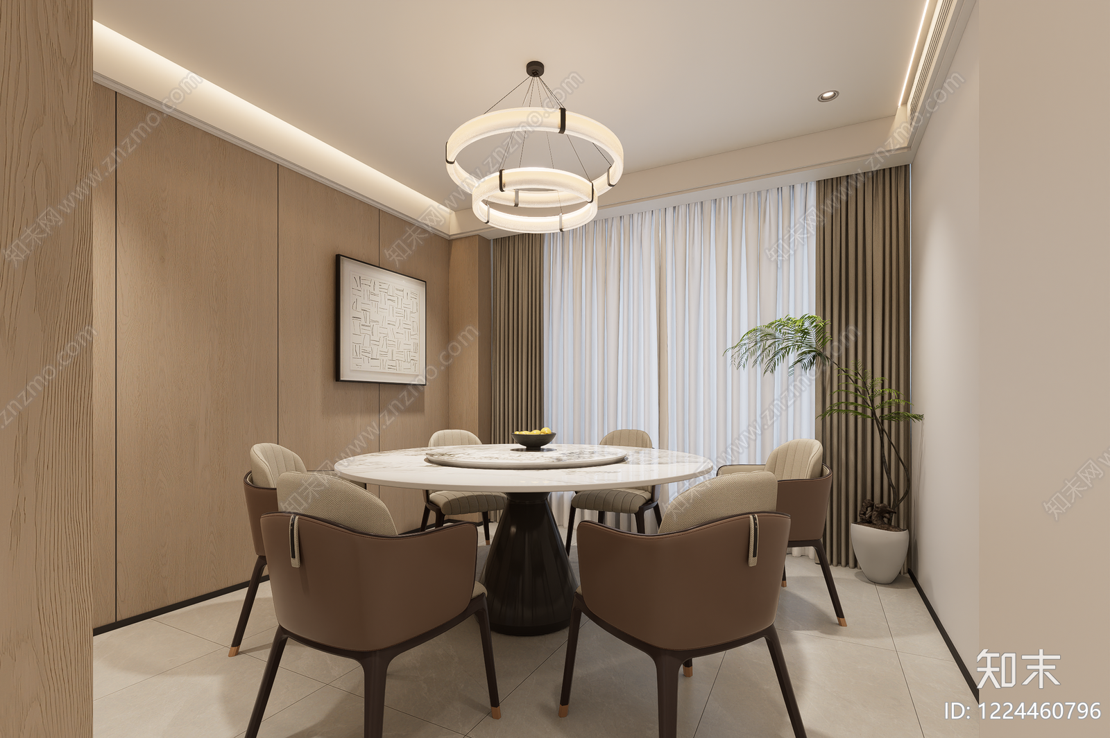 别墅餐厅SU模型下载【ID:1224460796】