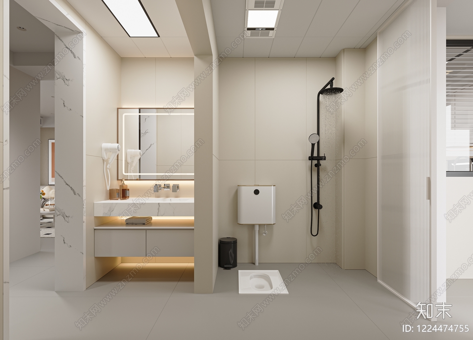 现代简约卫生间3D模型下载【ID:1224474755】