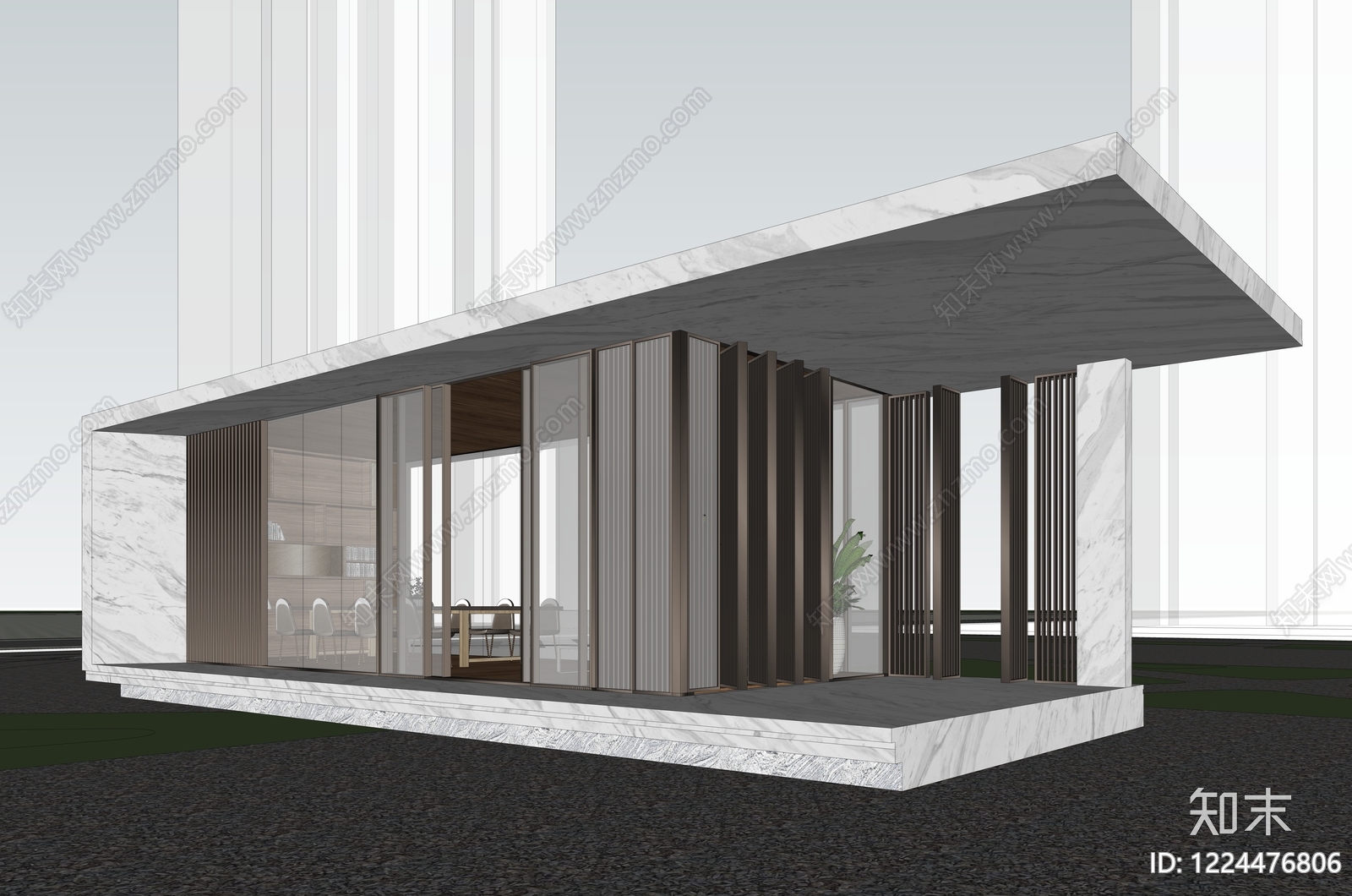 极简小公建SU模型下载【ID:1224476806】