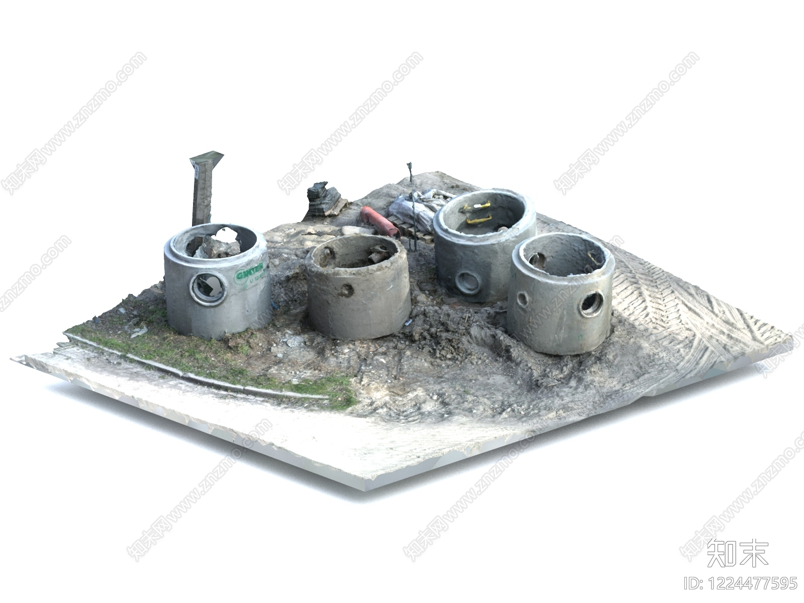 工业风管道3D模型渲染效果图