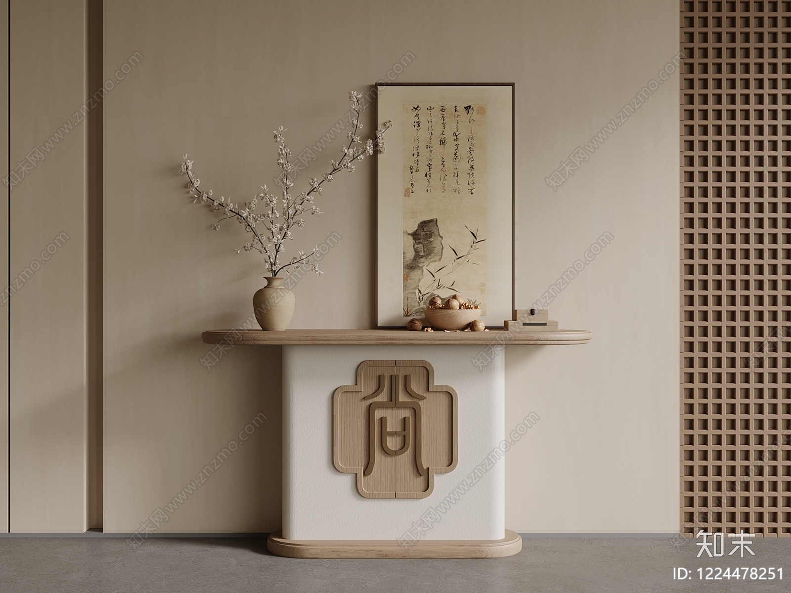 新中式玄关3D模型下载【ID:1224478251】