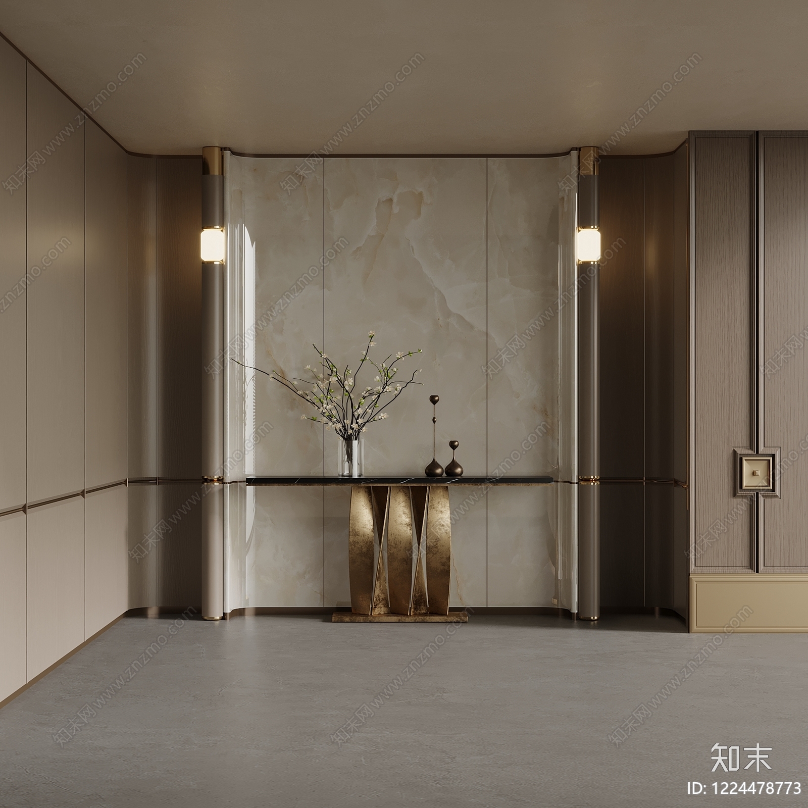 轻奢玄关SU模型下载【ID:1224478773】