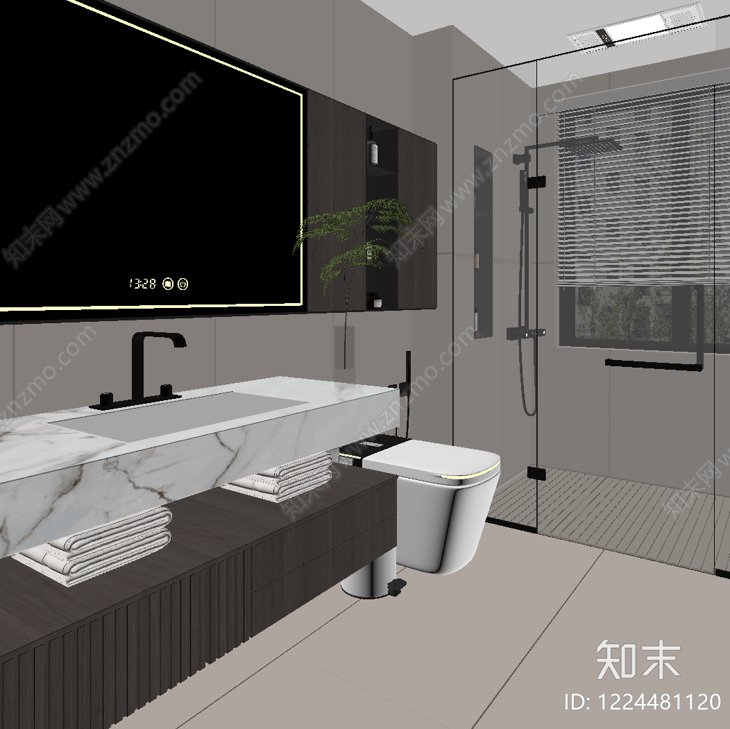 现代简约卫生间SU模型下载【ID:1224481120】